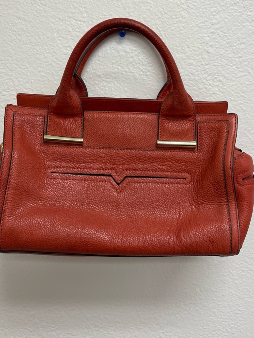 Vince Camuto Red Pebbled Leather Satchel